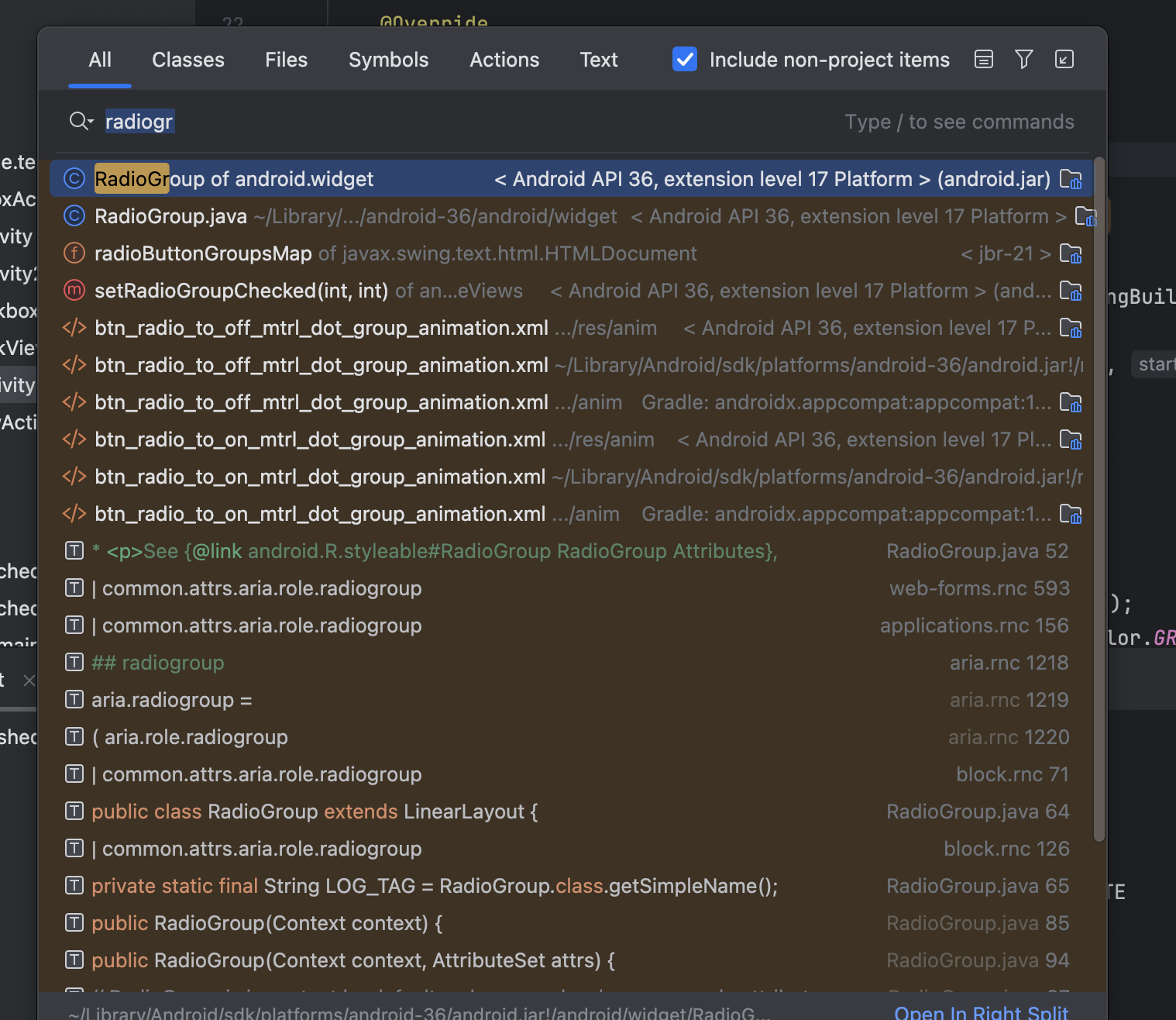 搜索自己感兴趣的类